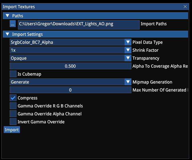 Texture import