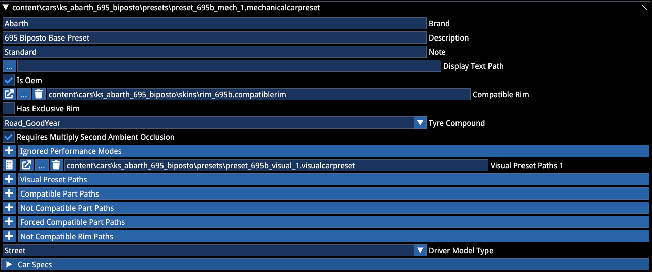 Mechanical preset