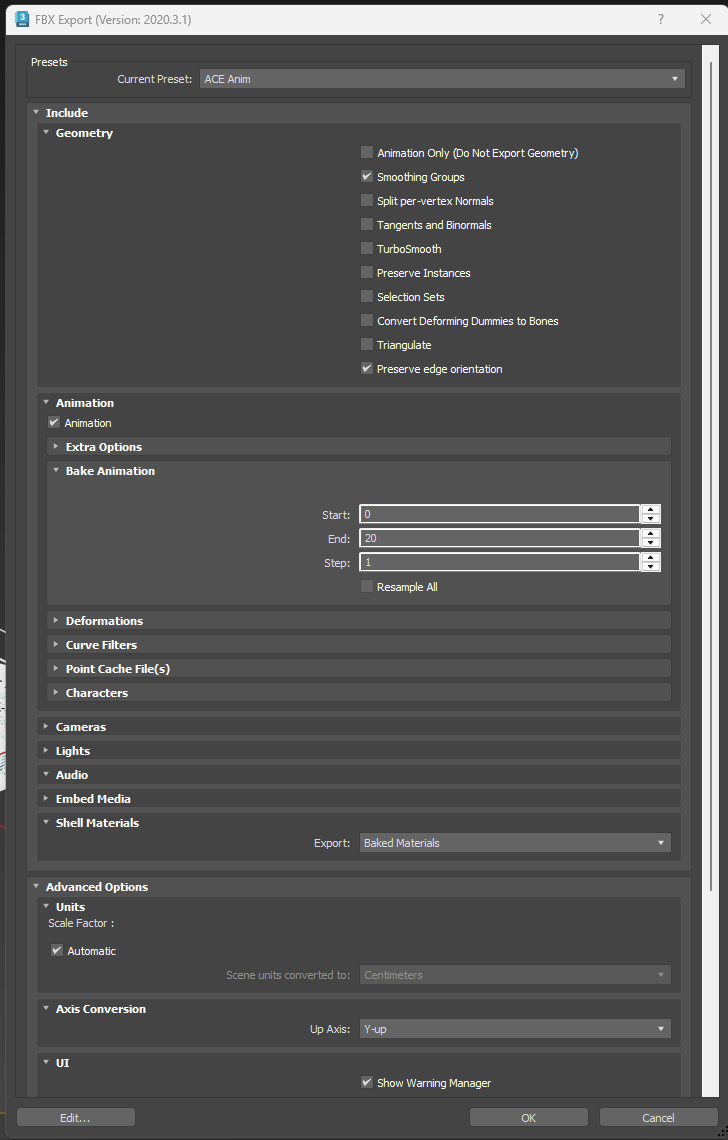 3DS Max export settings