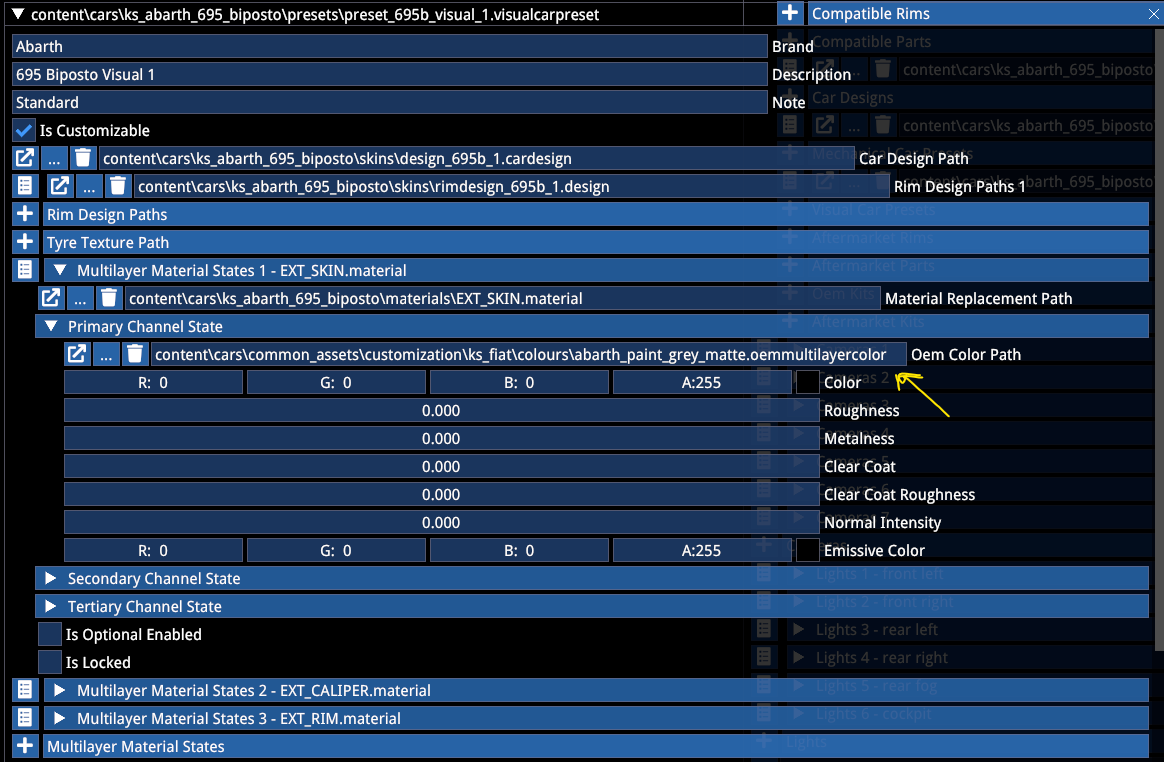Visual preset