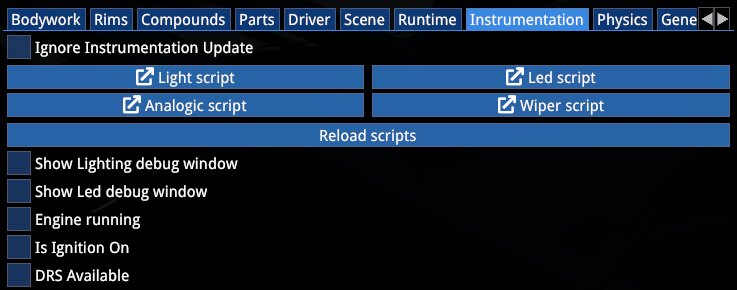 Instrumentation tab
