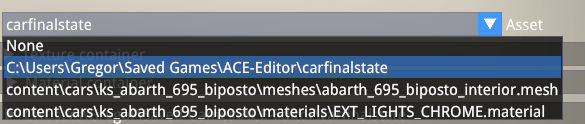 Asset dropdown